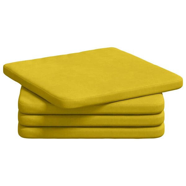 vidaXL Coussins de siège 4 Pièces Jaune 40 x 40 x 3 cm Velours