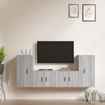 vidaXL Ensemble de meubles TV 4 Pièces Sonoma gris Bois d'ingénierie