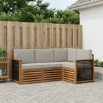 vidaXL Ensembles de canapés avec coussin 4 Pièces Bois d'Acacia Massif