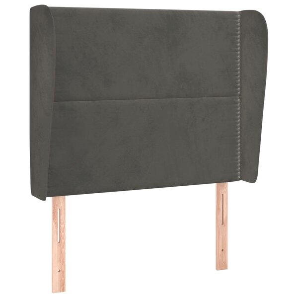 vidaXL Tête de lit avec oreilles Gris foncé 93x23x118/128 cm Velours