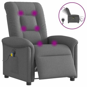 vidaXL Fauteuil inclinable de massage électrique gris foncé tissu