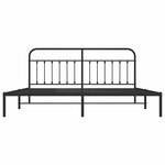 vidaXL Cadre de lit métal sans matelas avec tête de lit noir 200x200cm