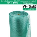 Lot de 6  rouleaux de film bulle d'air recycle largeur 100 cm x longueur 50 mètres - gamme air'roll green de la marque enveloppebulle