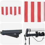 vidaXL Auvent Rétractable Automatique avec LED Rayé Rouge et Blanc 450x300 cm
