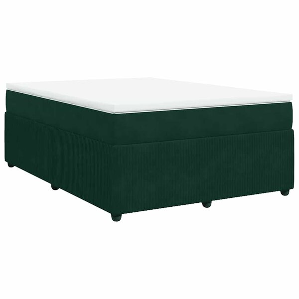 vidaXL Sommier à lattes de lit et matelas Vert foncé 140x200cm Velours