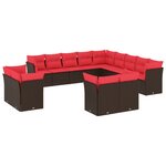 vidaXL Salon de jardin avec coussins 13 Pièces marron résine tressée