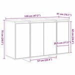 vidaXL Buffet gris béton Gris béton Mélamine 120 x 41 x 75 cm