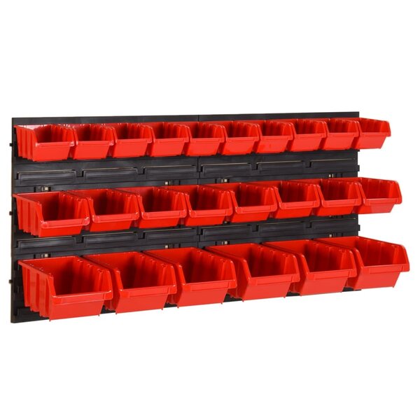 vidaXL Ensemble d'étagères d'atelier 26 Pièces Rouge et noir 77x39 cm PP