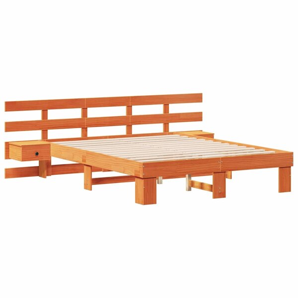 vidaXL Cadre de lit Marron 140 x 200 cm Pin massif et pin massif