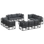 vidaXL Ensemble de canapé de jardin 13 Pièces Noir 70 x 70 x 32 cm