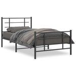 vidaXL Cadre de lit métal sans matelas avec pied de lit noir 107x203cm