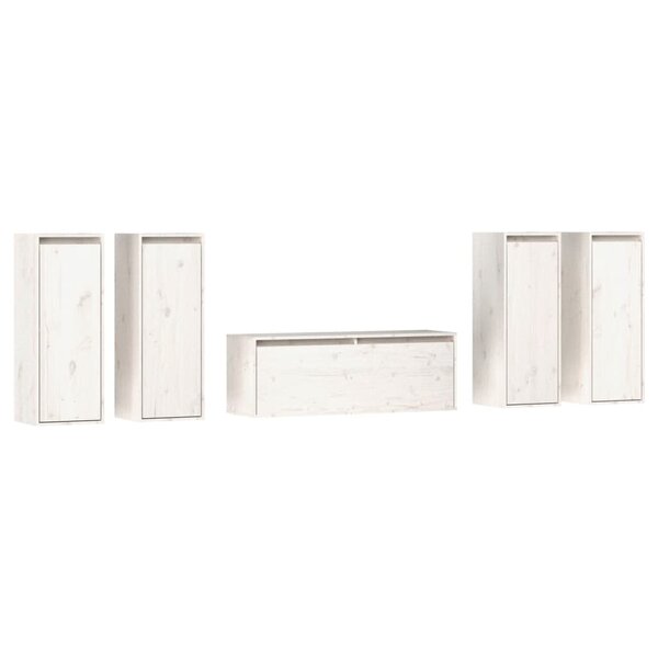 vidaXL Meubles TV 5 Pièces Blanc Bois massif de pin