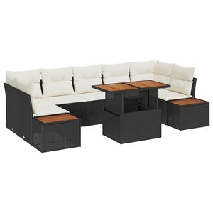 vidaXL Ensemble de salle à manger pour jardin 8 Pièces Noir et Beige