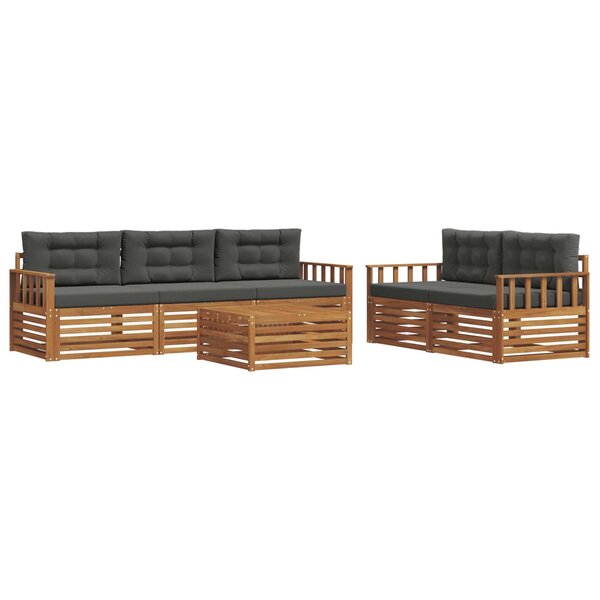 vidaXL Ensemble de canapés d'extérieur 6 Pièces Naturel et Anthracite