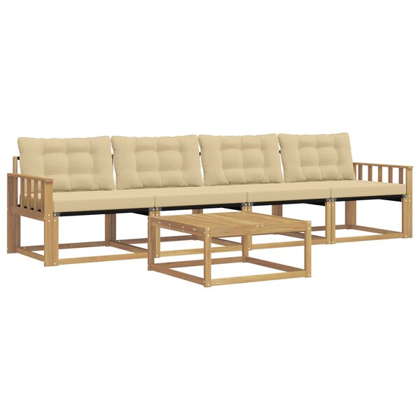 vidaXL Ensemble de canapés d'extérieur 5 Pièces Blanc et Beige