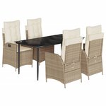 vidaXL Ensemble à manger de jardin avec coussins 5Pièces Beige poly rotin