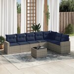 vidaXL Salon de jardin 8 Pièces avec coussins gris résine tressée