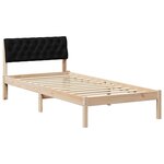 vidaXL Cadre de lit Marron et noir 90 x 190 cm Bois massif en pin
