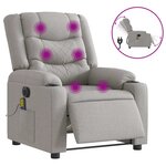 vidaXL Fauteuil de massage inclinable électrique gris nuage tissu