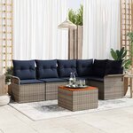 vidaXL Ensemble de canapé de jardin 6 Pièces Gris Poly rotin