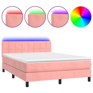vidaXL Sommier à lattes de lit avec matelas et LED Rose 140x200 cm