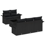 vidaXL Ensemble de Canapé de Jardin 6 Pièces avec Coussins Noir Poly Rattan