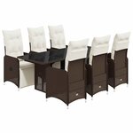 vidaXL Ensemble de bistro de jardin 7 Pièces coussins marron poly rotin