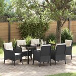 vidaXL Ensemble de salle à manger pour jardin 7 Pièces Noir Poly rotin