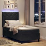vidaXL Lit à Ressorts avec Matelas LED Noir 100 x 200 cm Velours