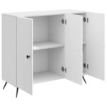 vidaXL Buffet Blanc brillant 89 x 34 5 x 80 cm Bois d'ingénierie
