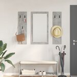 vidaXL Porte-manteau mural avec stockage avec miroir Gris béton 96 x 1 5 x 90 cm