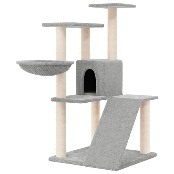 vidaXL Arbre à chat avec griffoirs en sisal Gris clair 94 cm