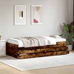 vidaXL Lit de jour avec tiroirs sans matelas chêne fumé 90x190 cm