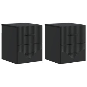 vidaXL Cabinet de chevet mural 2 Pièces Noir 34 5 x 33 x 40 cm