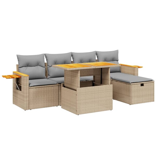 vidaXL Salon de jardin avec coussins 6 Pièces beige résine tressée