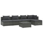 vidaXL Salon de jardin 6 Pièces avec coussins Résine tressée Gris