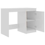 Bureau table poste de travail meuble d'ordinateur informatique étude brillant 140 x 50 x 76 cm bois d’ingénierie blanc 02_0023548