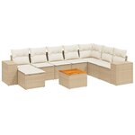 vidaXL Salon de jardin avec coussins 9 Pièces beige résine tressée