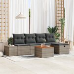 vidaXL Canapés de jardin 6 pièces avec coussins gris en poly rotin