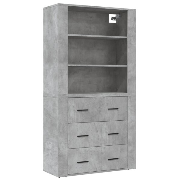 vidaXL Buffet haut Gris béton Bois d'ingénierie