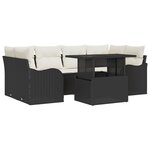 Ensemble de Canapé de Jardin vidaXL 7 Pièces avec Coussins Rattan Noir Poly