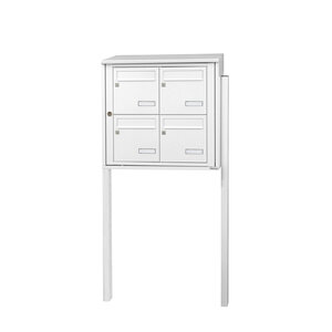 Bloc collectif Leabox  2x2  grade 3  simple face  extérieur  fixation sur pieds à sceller  blanc neige  ral 9016 finition brillante