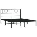 vidaXL Cadre de lit métal avec tête de lit noir 140x200 cm