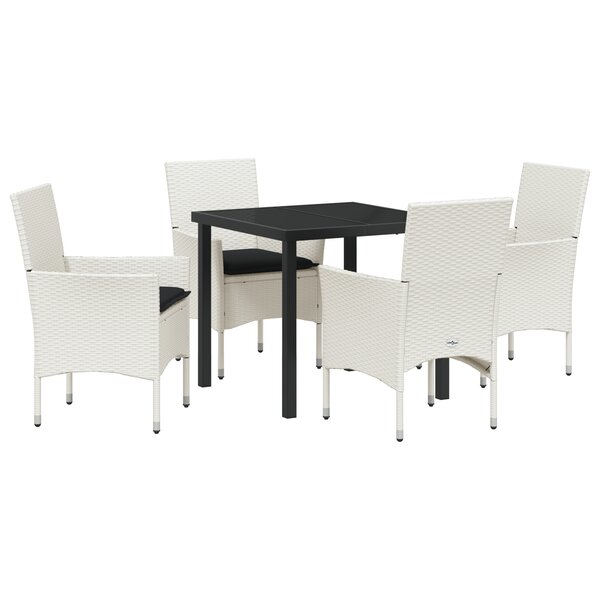 vidaXL Ensemble de salle à manger de jardin 5 pièces avec coussins en poly rotin blanc