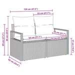 vidaXL Canapé de jardin avec coussin 120 x 62 x 69 cm polyrotin