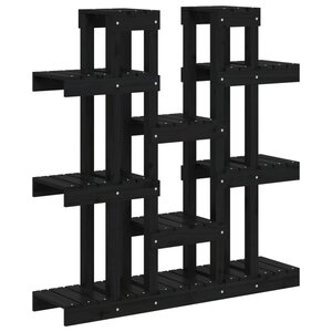 vidaXL Support à plantes Noir 104 5x25x109 5 cm Bois massif de pin