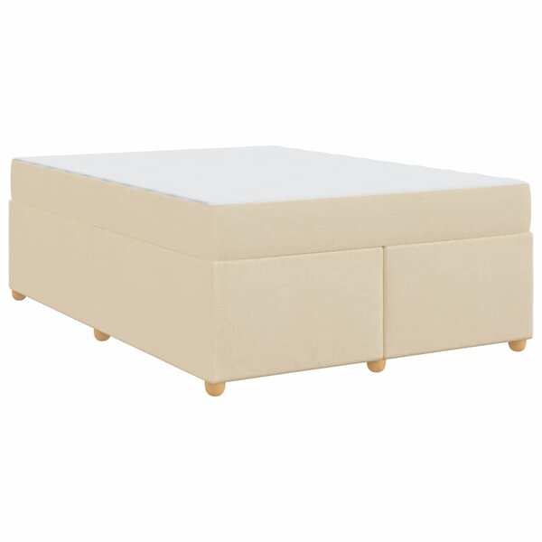 vidaXL Cadre de lit avec matelas Crème 140 x 200 cm tissu
