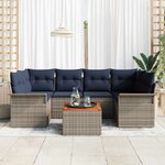 vidaXL Ensemble de canapé de jardin 7 Pièces Gris Poly rotin