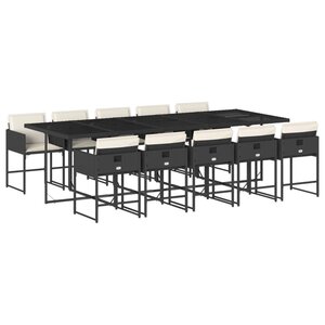 vidaXL Ensemble à manger de jardin 11 Pièces coussins noir résine tressée