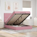 vidaXL Cadre de lit ottoman avec matelas rose 140x190 cm velours
